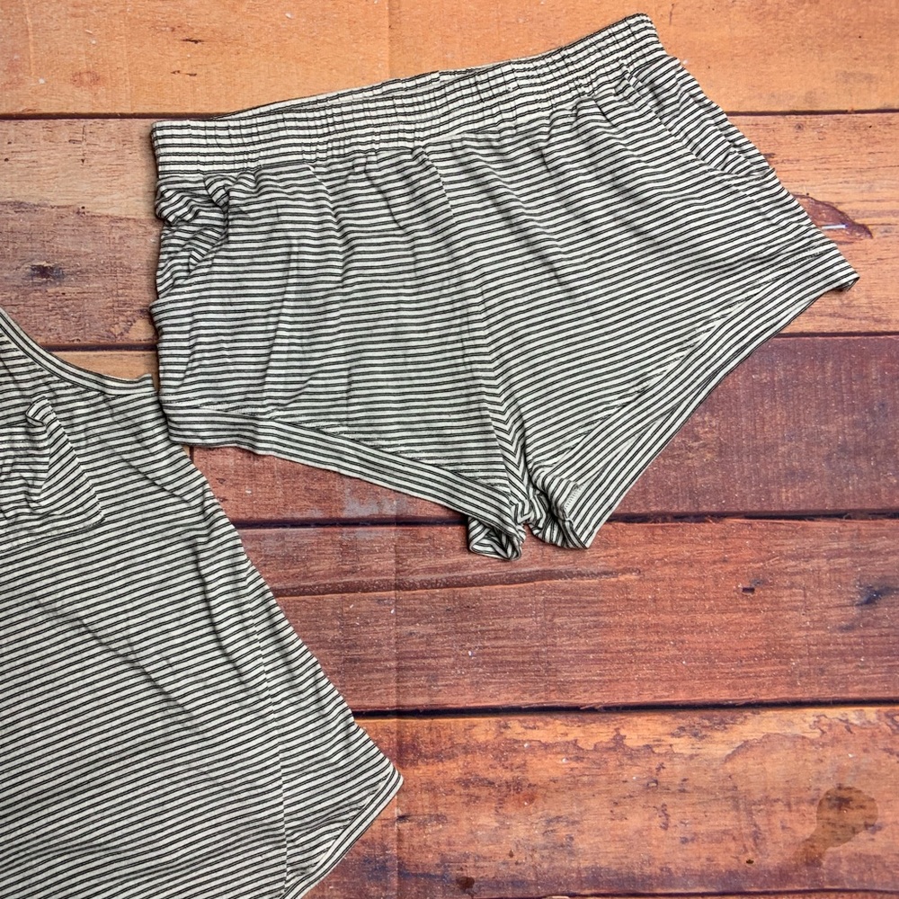Maison Du Soir Pajama Set Heather Grey Striped - image 4